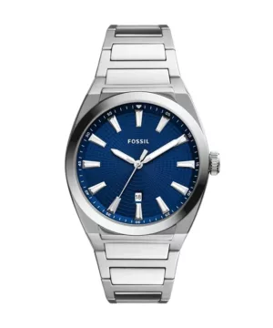 Fossil Everett 復古藍面手錶 銀色不鏽鋼鍊帶 42MM FS5822
